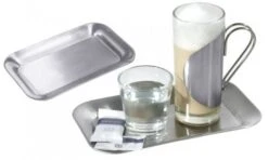 5x Contacto Serviertablett. Rechteckig. Edelstahl. Gebördelter Rand. Länge: 21 Cm. Breite: 13 Cm. Höhe: 1.5 Cm