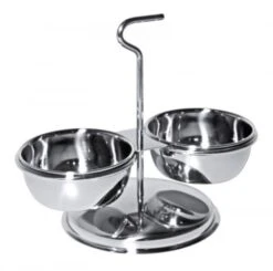 2x Contacto Dip-Schalenset. Zwei Schalen. Edelstahl. Ø Innen: 9.5 Cm. H: 14 Cm. B: 22 Cm. Vol: 0.2 L