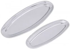 3x Contacto Fischplatte Aus Edelstahl, Hochglänzend Poliert, Länge: 45 Cm, Breite: 18 Cm, Höhe: 2,3 Cm