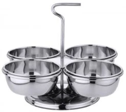 4x Ersatzschale Zu Dip-Schalenset, Edelstahl, Durchmesser Innen: 9,5 Cm, Gesamthöhe: 4 Cm, Volumen: 0,2 L