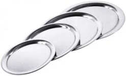 8x Contacto Ovales Serviertablett. Edelstahl. Gebördelter Rand. Länge: 20 Cm. Breite: 14.5 Cm. Höhe: 1 Cm -Contacto Küchenausstattung Verkäufe d6547ebd adb6 492f ac4f d2255876ae19 2