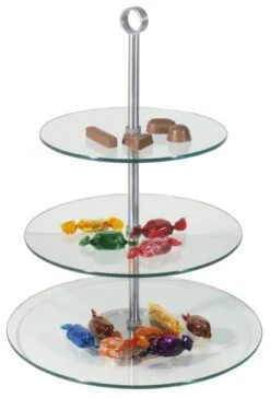 2x Contacto Glas-Etagere, Gehärtete Glasscheiben, Edelstahl, Durchmesser: 21 Cm / 25 Cm, Höhe: 29 Cm -Contacto Küchenausstattung Verkäufe e62b3c50 fea1 4d84 ac07 91321153ab21